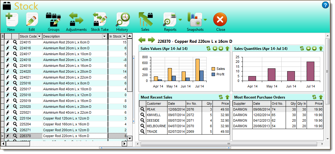 Stock control - Desktop Windows accounting software